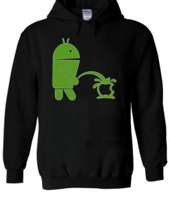 Android Robot Peeing On Apple Funny Hoodie ch
