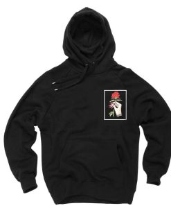 rose and hand black color Hoodies ch