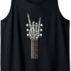 Rock On Guitar Neck – With A Sweet Rock & Roll Skeleton Hand Tank Top ch