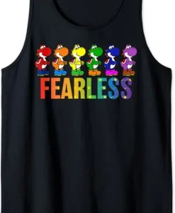 Super Mario Pride Yoshi Fearless Rainbow Line Up Tank Top ch